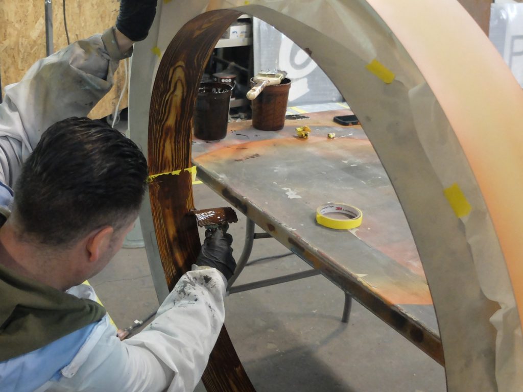 Circular LED faux wood finish light build