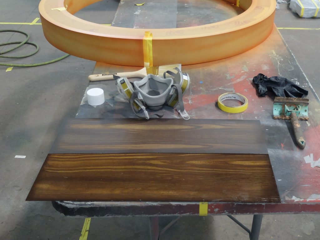 Circular LED faux wood finish light build